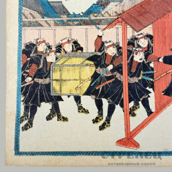фото — японская гравюра «испытание верности гихэя». тоёкуни iii 1846–1848 г.